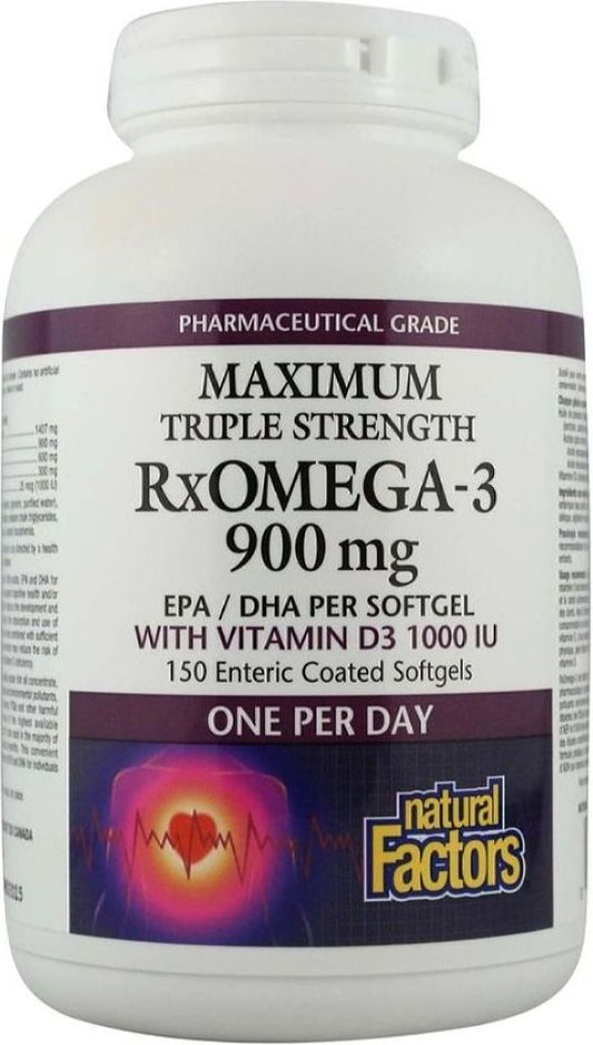 NATURAL FACTORS RxOmega 3 + D3 (900 mg - 150 sgels)