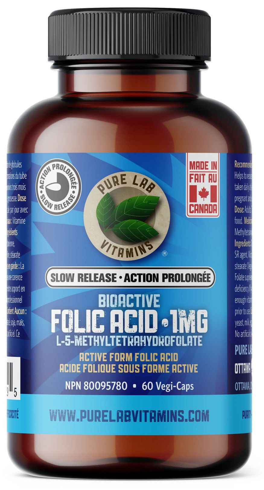 PURE LAB Bioactive Folic Acid Slow Release (60 veg caps)