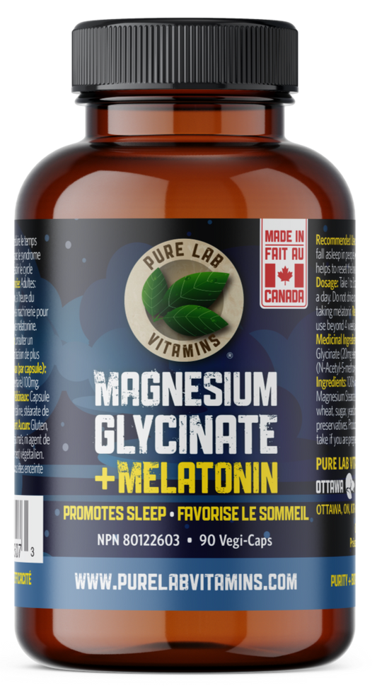 PURE LAB VITAMINS Magnesium Glycinate + Melatonin (90 veg caps