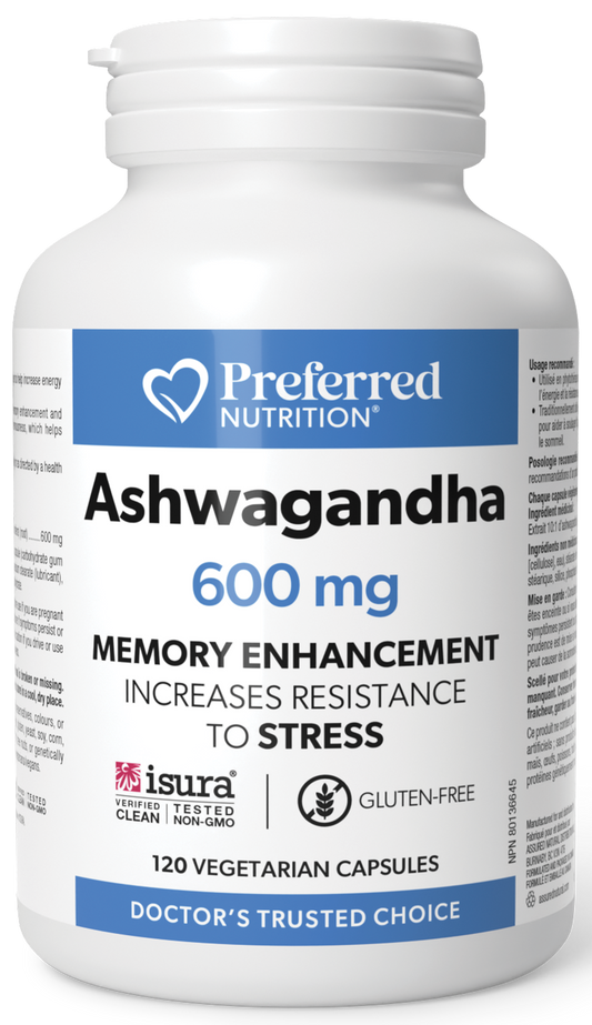 Preferred Nutrition Ashwagandha (600 mg - 120 Vegetarian Capsules)