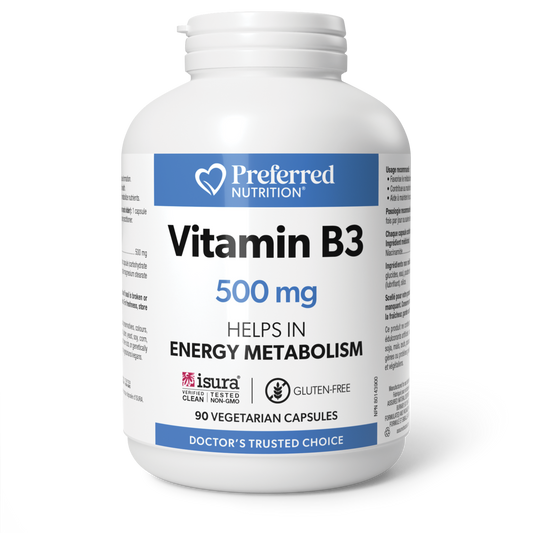 PREFERRED NUTRITION Vitamin B3 500 mg 90 Vegetarian Capsules