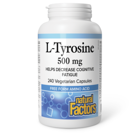 x NATURAL FACTORS L-Tyrosine  500mg (240 Vegetarian Capsules)