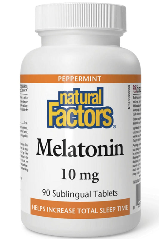 NATURAL FACTORS Melatonin (10 mg / Peppermint - 180 sub tabs)