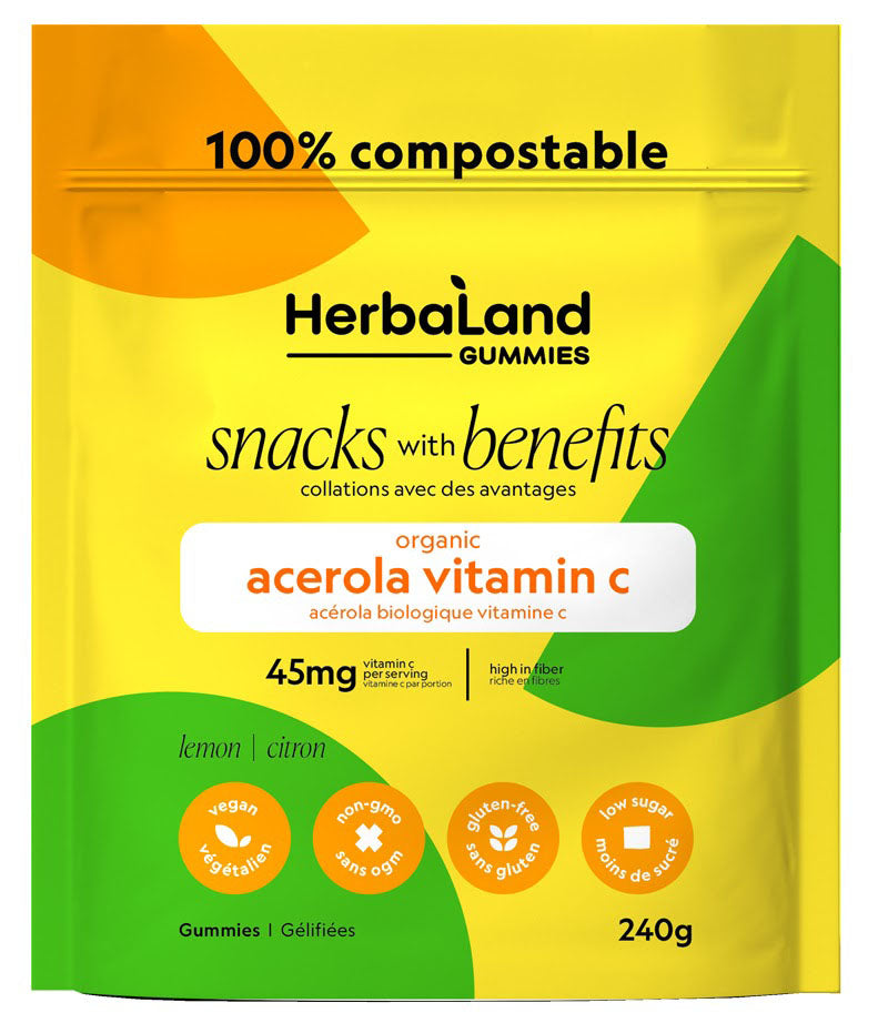 HERBALAND Snacks with Benefits Acerola Vitamin C Gummies Lemon (Box 6 x 240 gr)